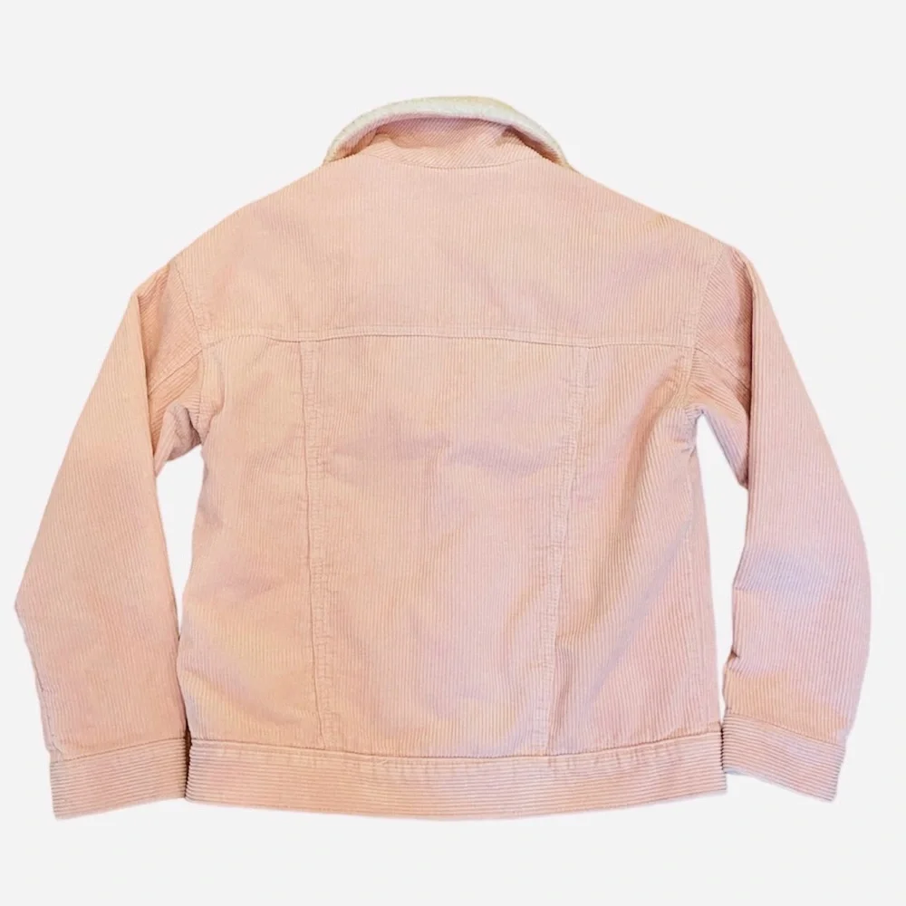 PacSun Pink Corduroy Sherpa Lined Trucker Jacket Faux Fur Oversized XS S - Picture 3 of 8